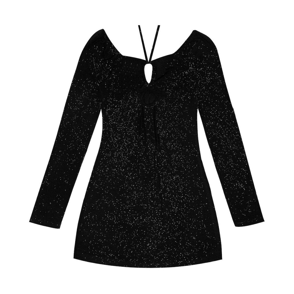 Vestido Juvenil Em Ribana Canelada Lurex Minty Preto