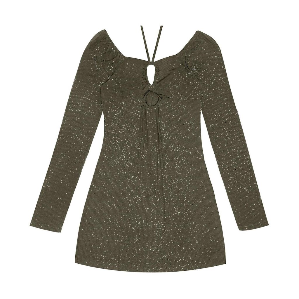 Vestido Juvenil Em Ribana Canelada Lurex Minty Verde