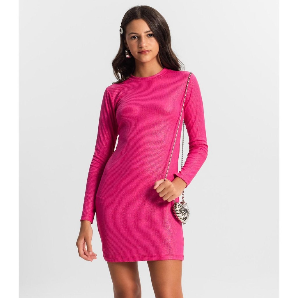 Vestido Juvenil Em Ribana Canelada Minty Rosa