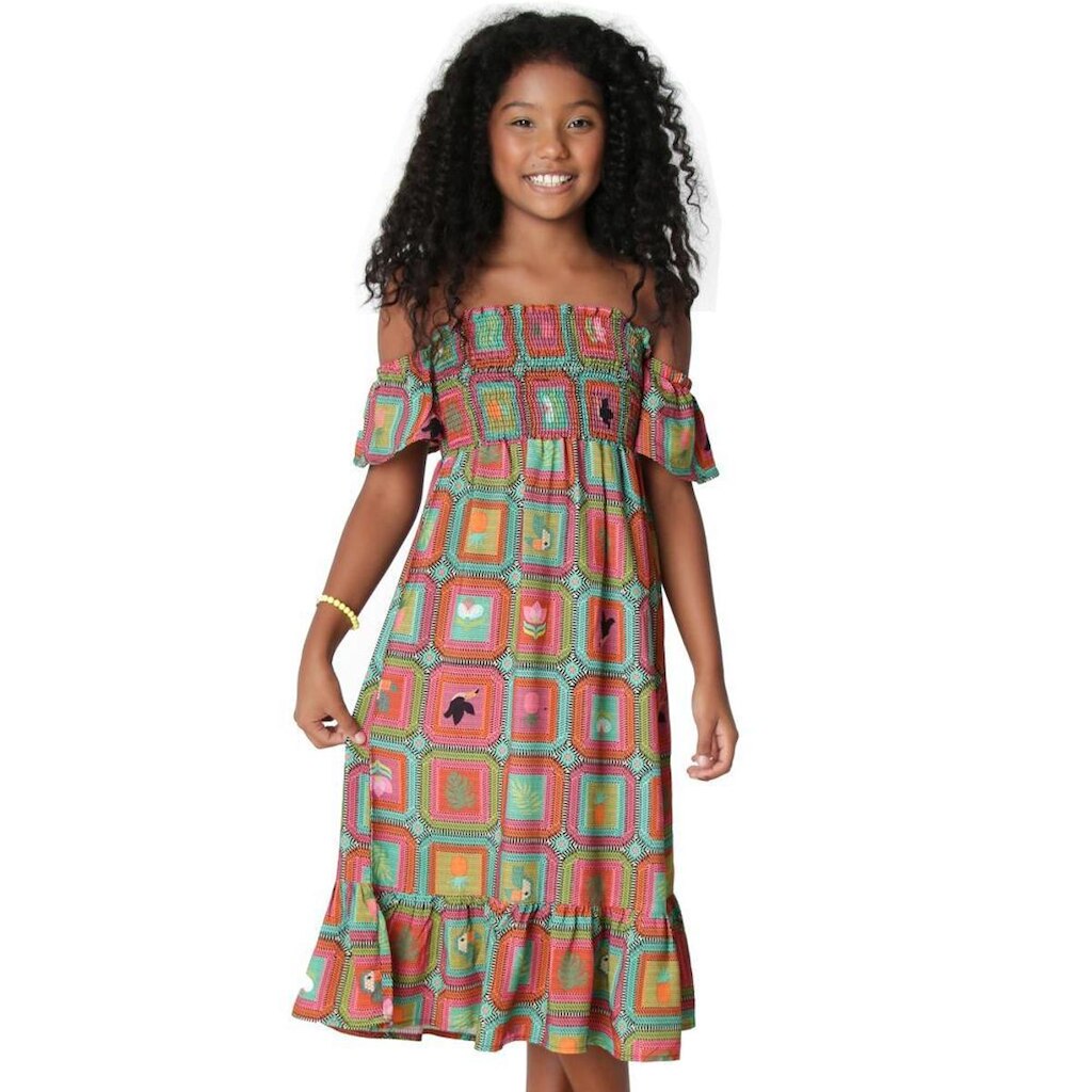 Vestido Juvenil Look Jeans Midi Estampado - UNICA - 6