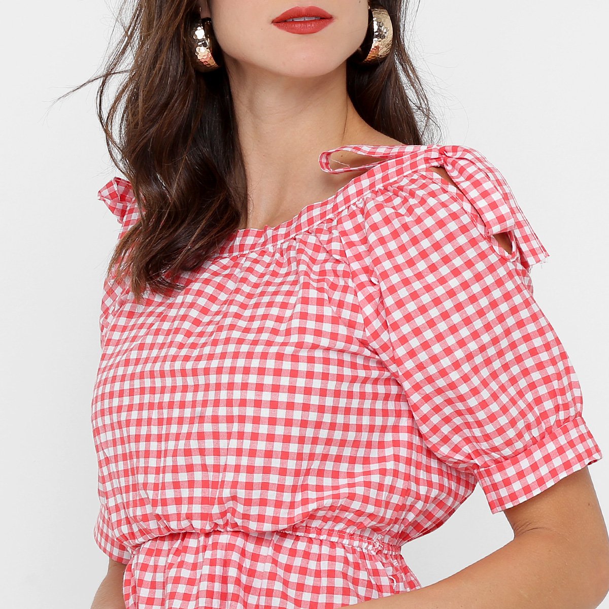 vestido vichy vermelho