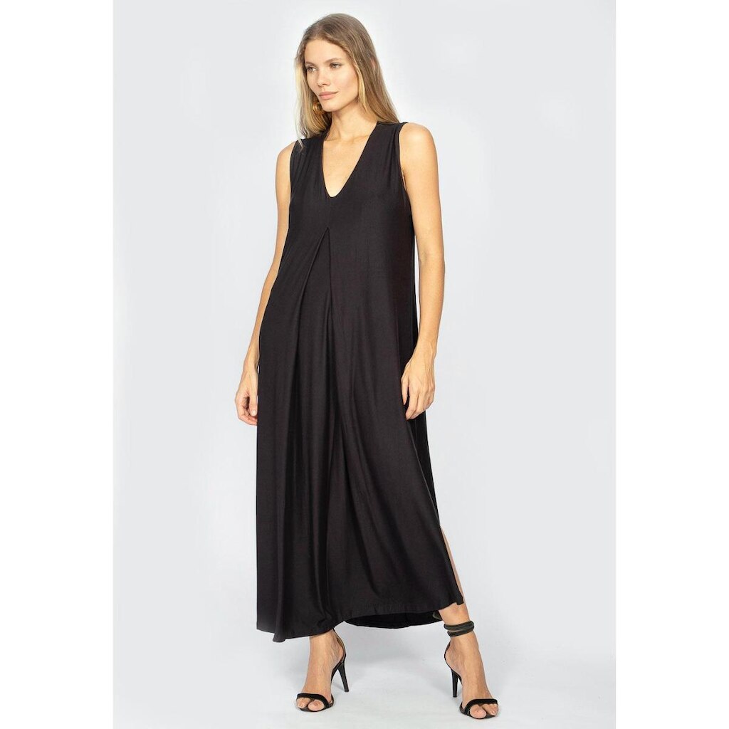 Vestido Longo Acará Malha Amazonia Vital Preto