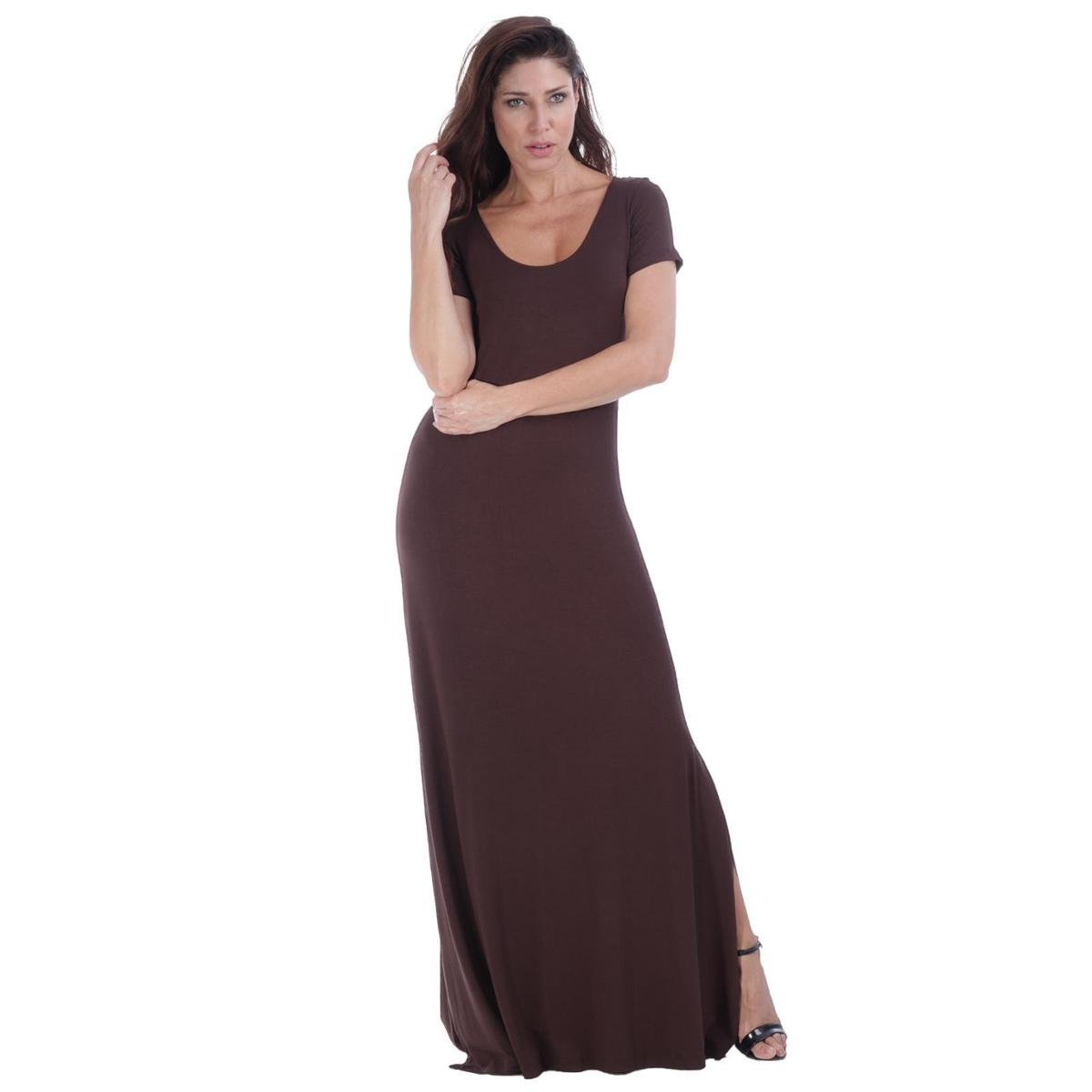 vestido longo gola canoa