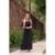 Vestido Longo Ciganinha com Babado no Busto - Preto