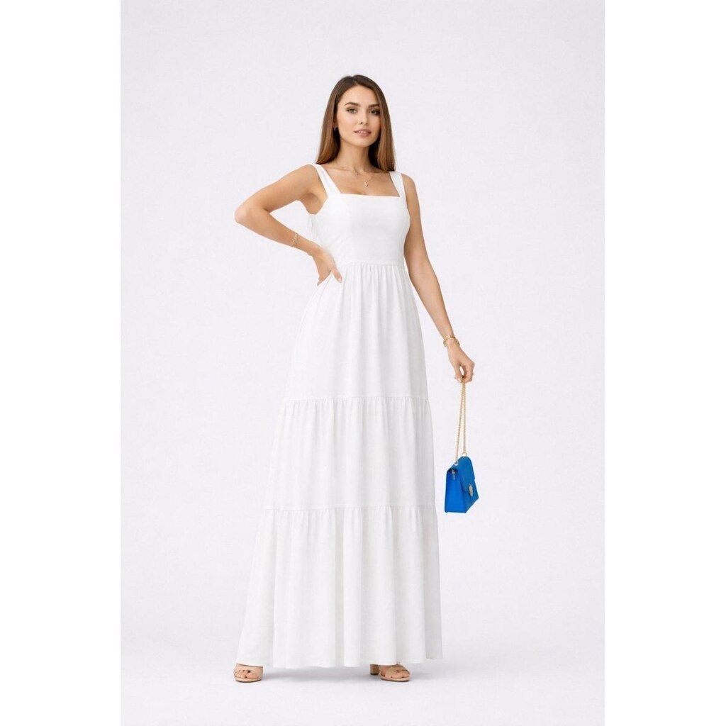 Vestido Longo D Bell Outlet Fashion Alça Duas Marias Branco