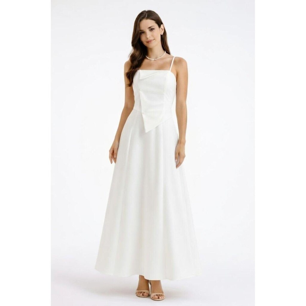 Vestido Longo D Bell Outlet Fashion Alcinha Transpassado Branco