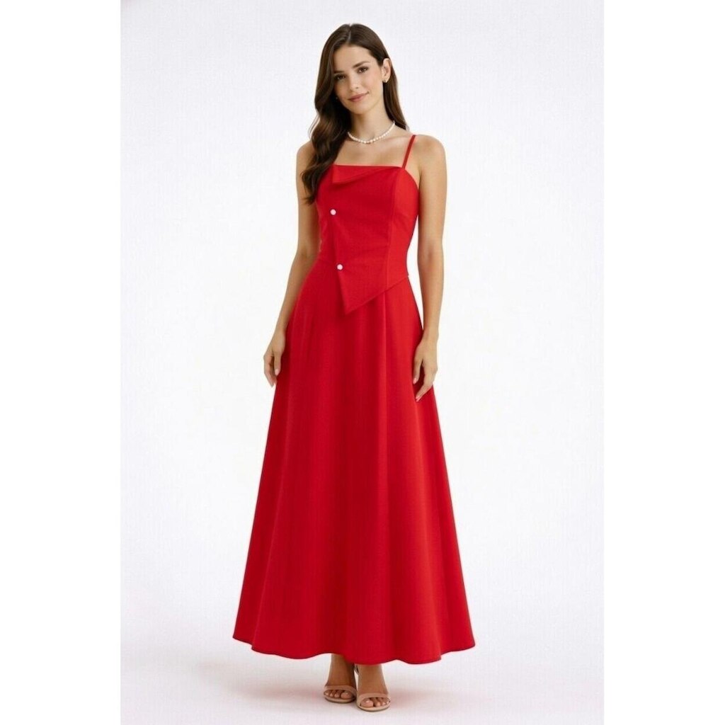 Vestido Longo D Bell Outlet Fashion Alcinha Transpassado Vermelho