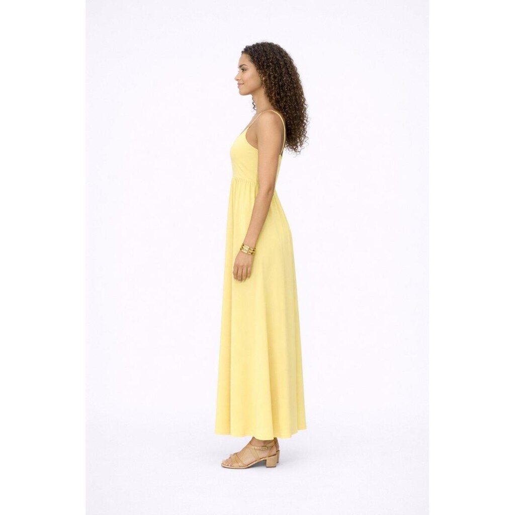 Vestido Longo D Bell Outlet Fashion Liso Amarelo