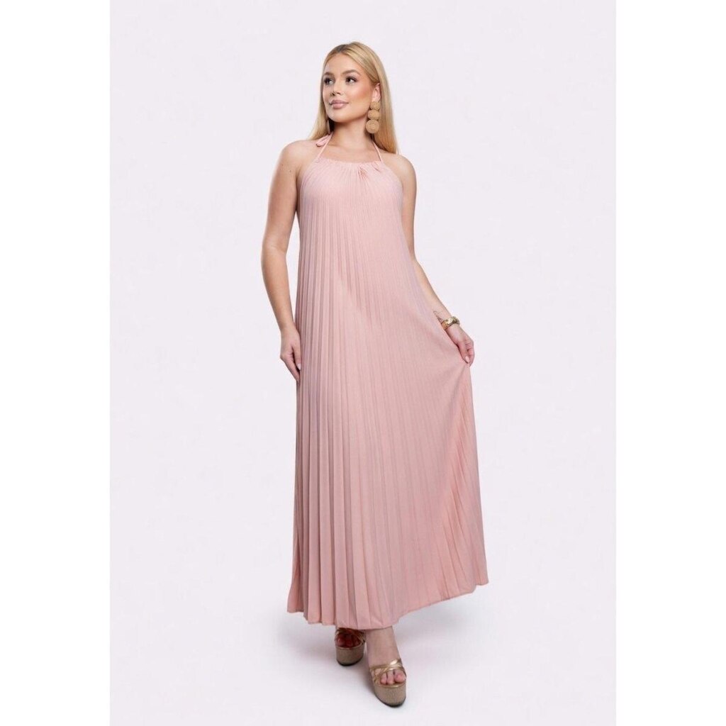 Vestido Longo D Bell Outlet Fashion Plissado Rosa