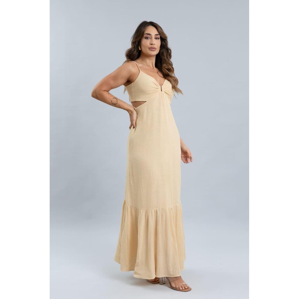 Vestido Longo De Alça Com Forro Feminino Lemier Collection