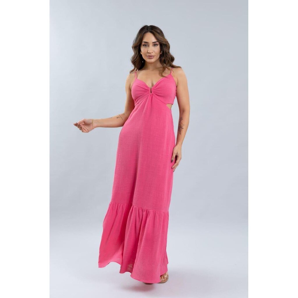 Vestido Longo De Alça Com Forro Feminino Lemier Collection