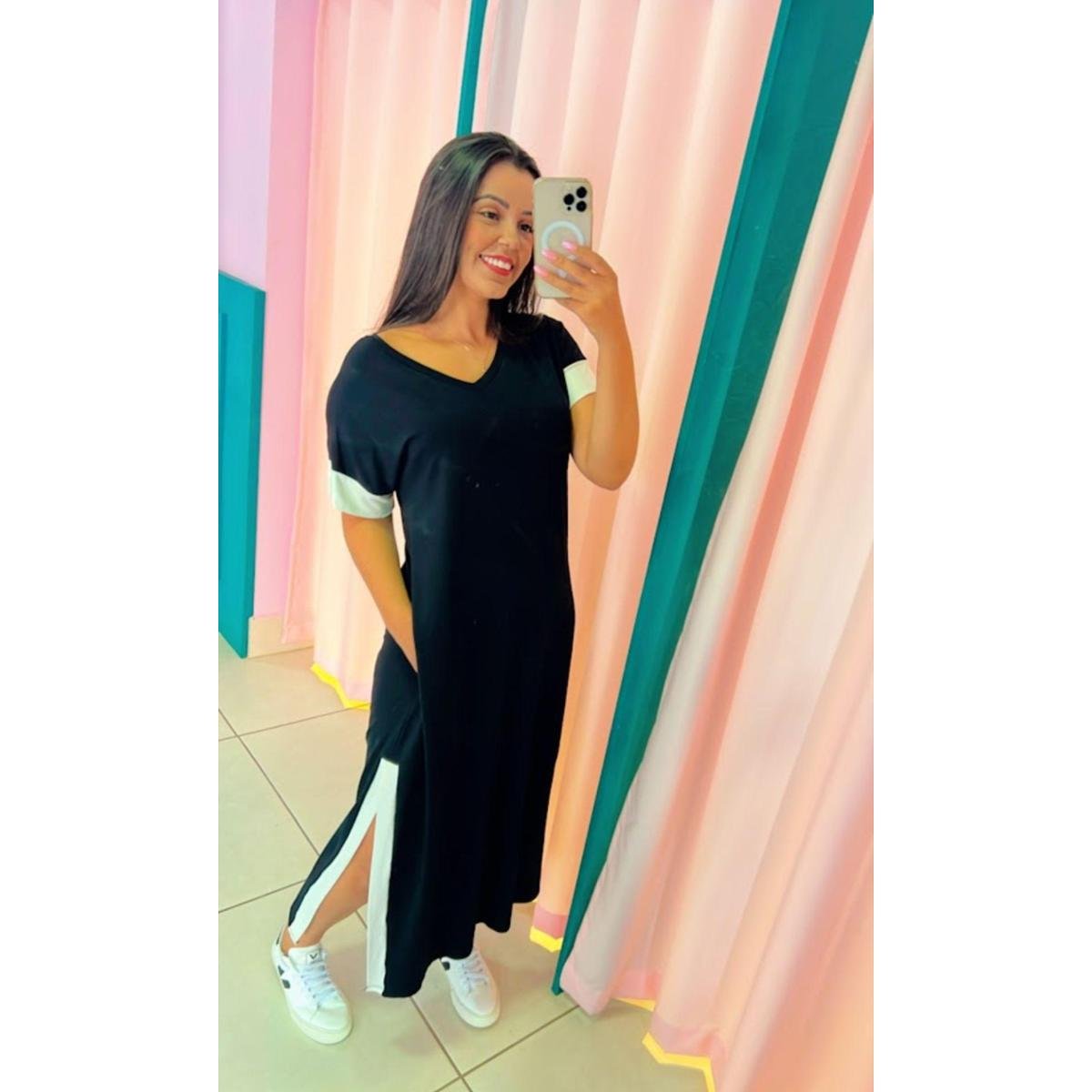 Vestido Longo De Malha Com Bolso Lateral Moda Blogueira Zattini