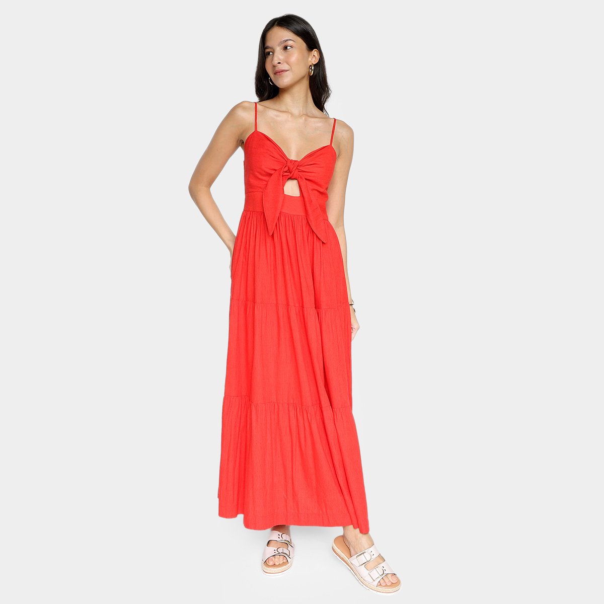 Vestido Longo Farm Marias Laço Feminino Menor preço em Vestido Longo Farm Marias Laço Feminino
