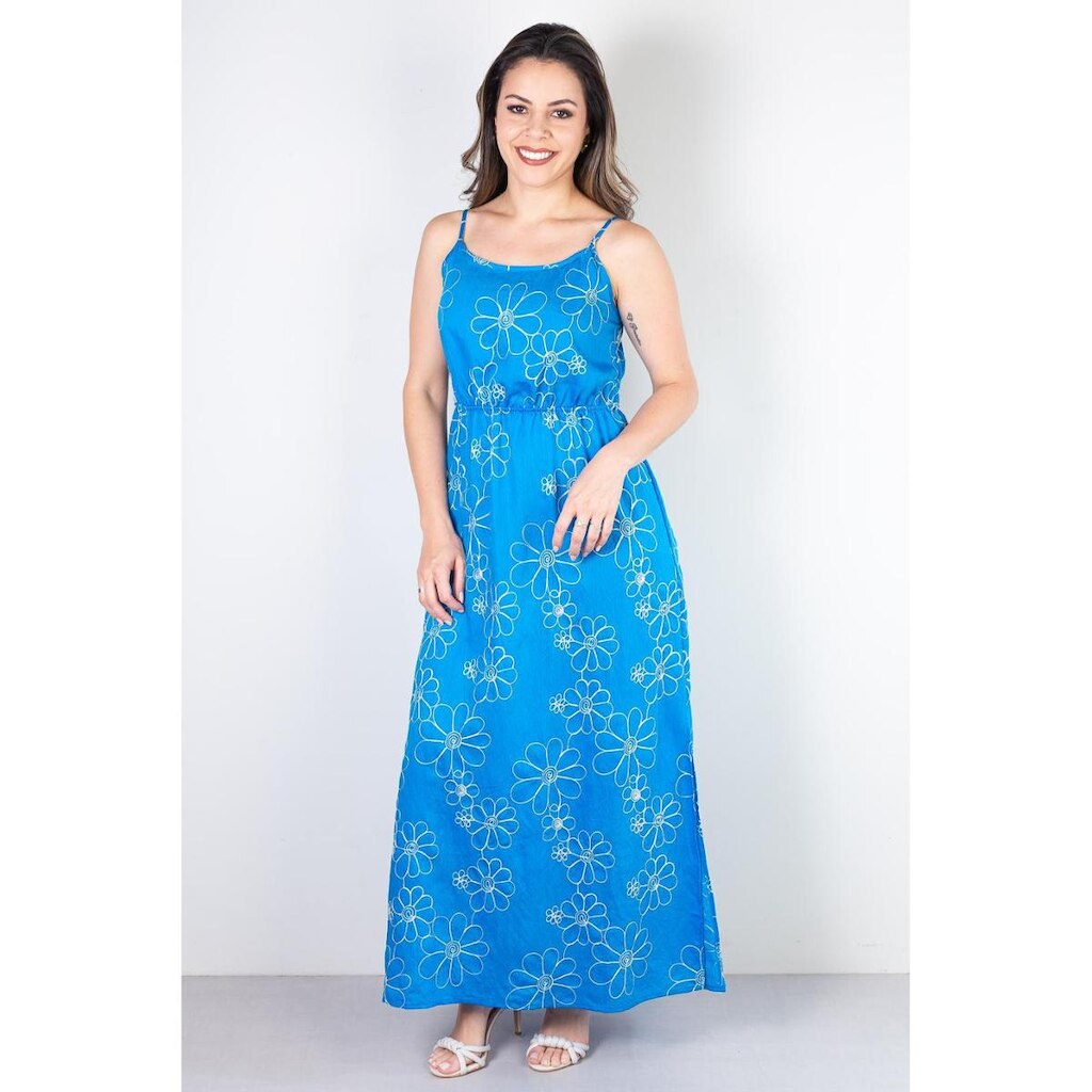 Vestido longo feminino alcinha bordado 51108