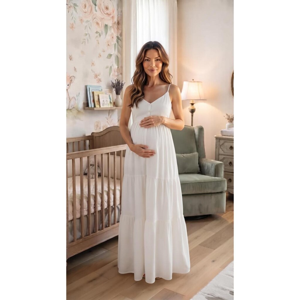 Vestido Longo Feminino Com Botões E Alças Gisele Freitas