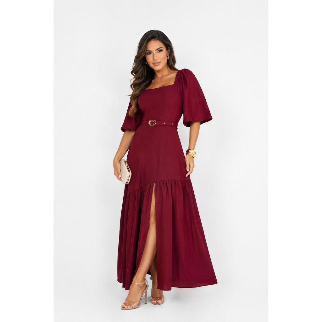 Vestido Longo Feminino D Bell Outlet Fashion Vinho