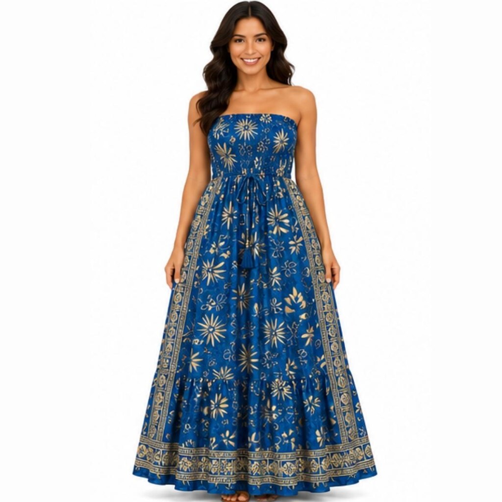 Vestido Longo Feminino Indiano Tomara que Caia com Lastex