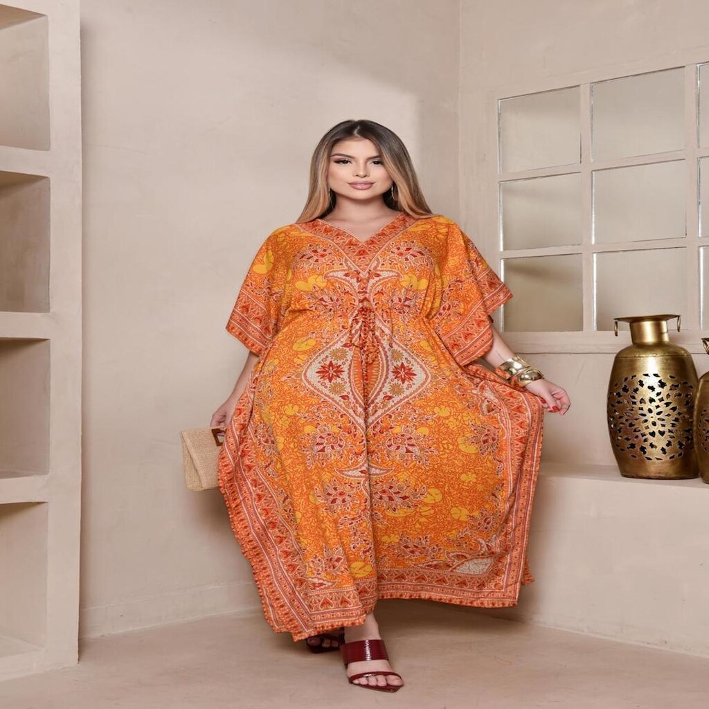 VESTIDO LONGO FEMININO KAFTAN INDIANO ELEGANTE B1515