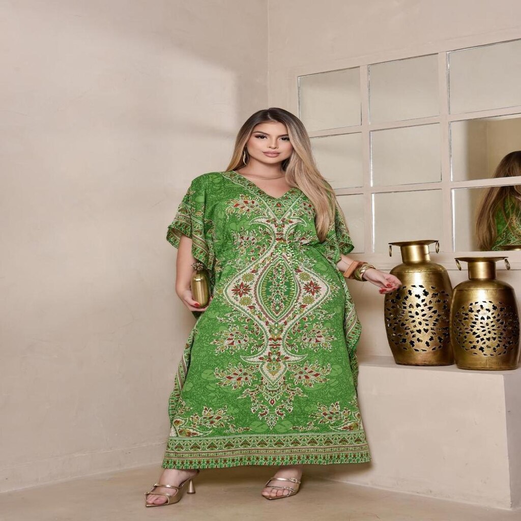 VESTIDO LONGO FEMININO KAFTAN INDIANO ELEGANTE B1515