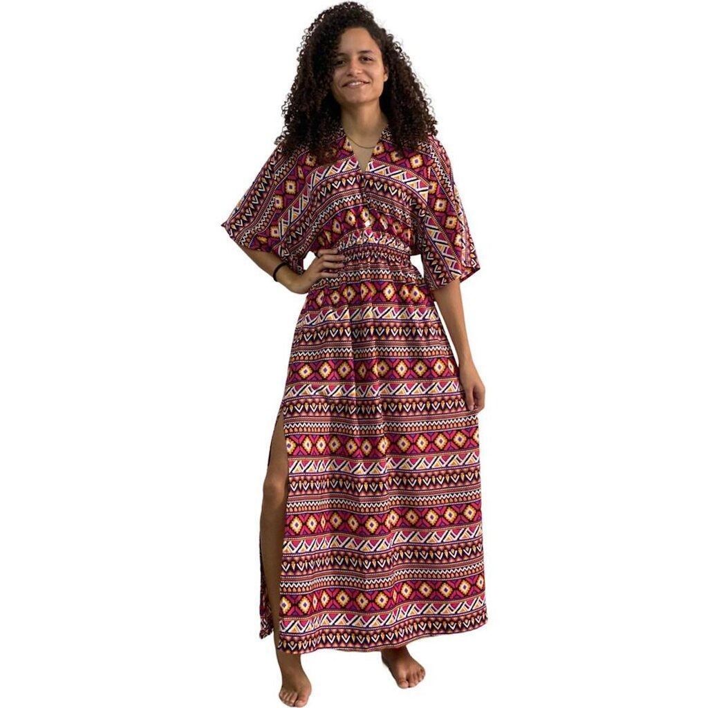 vestido Longo Feminino Moda Evangélicos Africano Afro Geométrica Floral Estampa étnica Manga 324