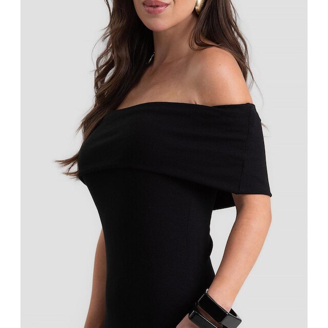 Vestido Longo Feminino Ombro A Ombro Dianna Preto