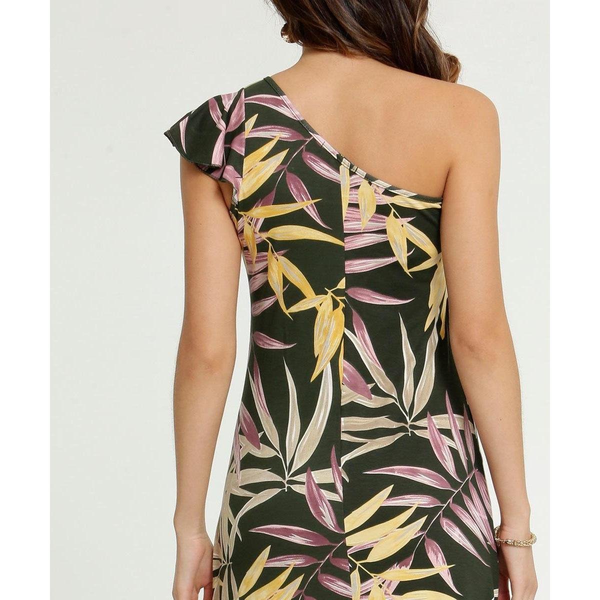 vestido longo estampa tropical