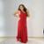 Vestido Longo Sem Manga Com Fenda Lateral Vermelho - Vermelho
