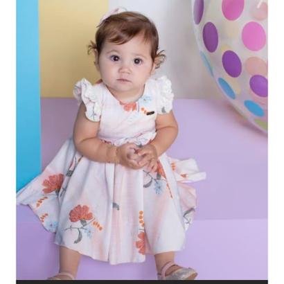 Vestido Luxo Bebê Menina Floral Estampado Verão D'Tuiá 2524