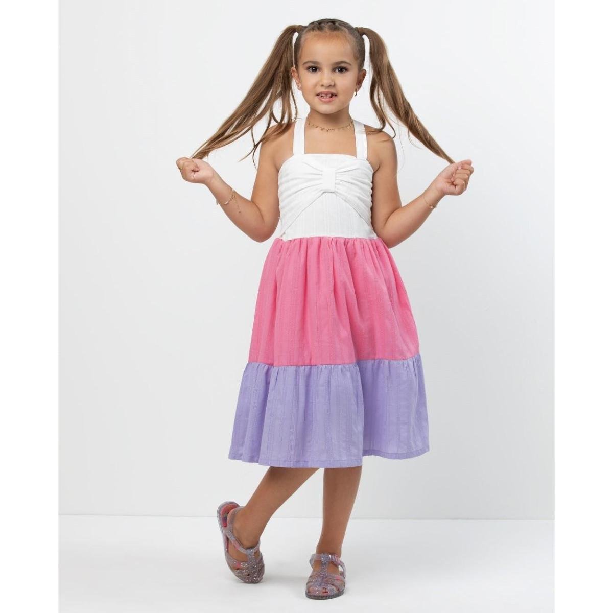 Vestido Luxo Festa Infantil Menina Verão Lessa Kids Ref 8031 Lilás TAM ANOS