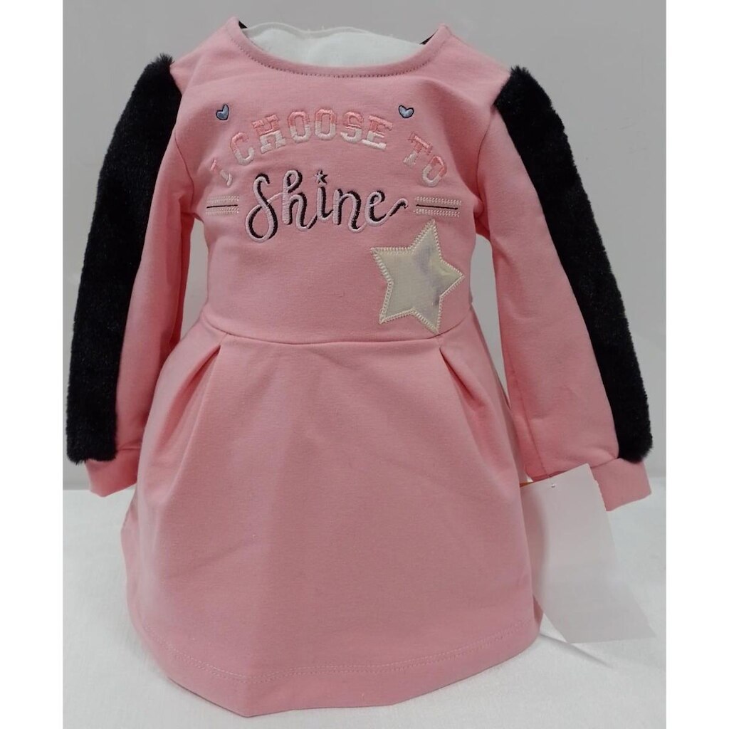 Vestido Malha Bordado Manga Pelo Luxo Menina Paraiso 13231