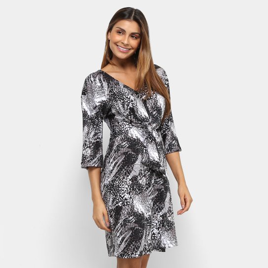Vestido Malharia Nacional Manga 7/8 Nó Feminino - Cobra