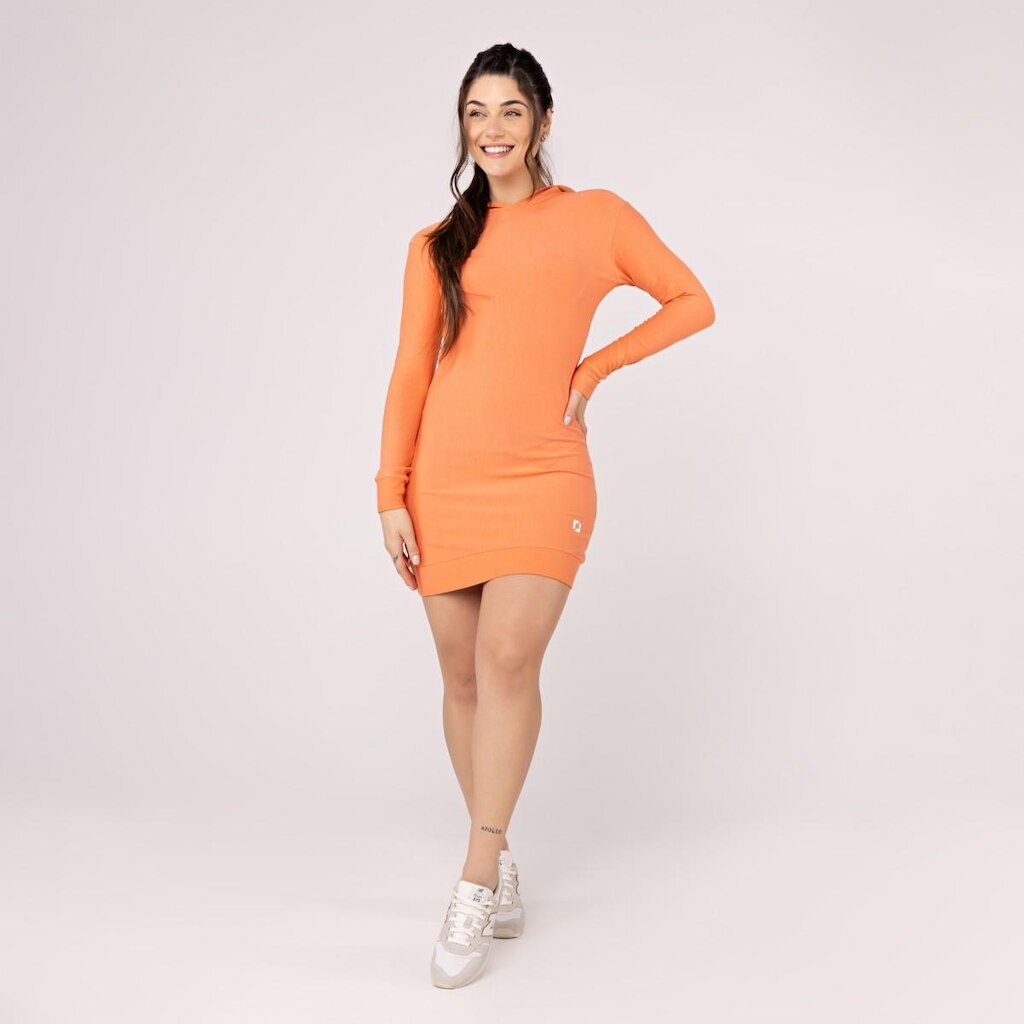 Vestido Manga Comprida Feminino Moletinho com Capuz