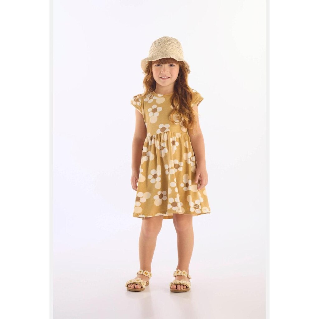 Vestido Manga Curta Infantil Cotton Up Baby