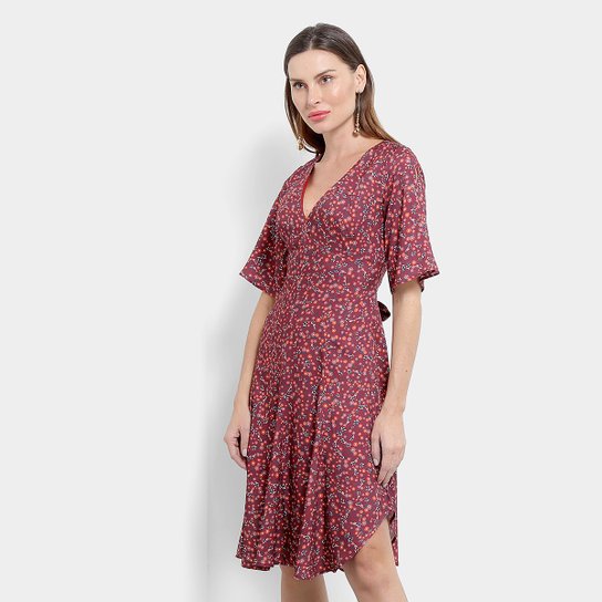 Vestido Maria Filó Midi Lhama - Vermelho