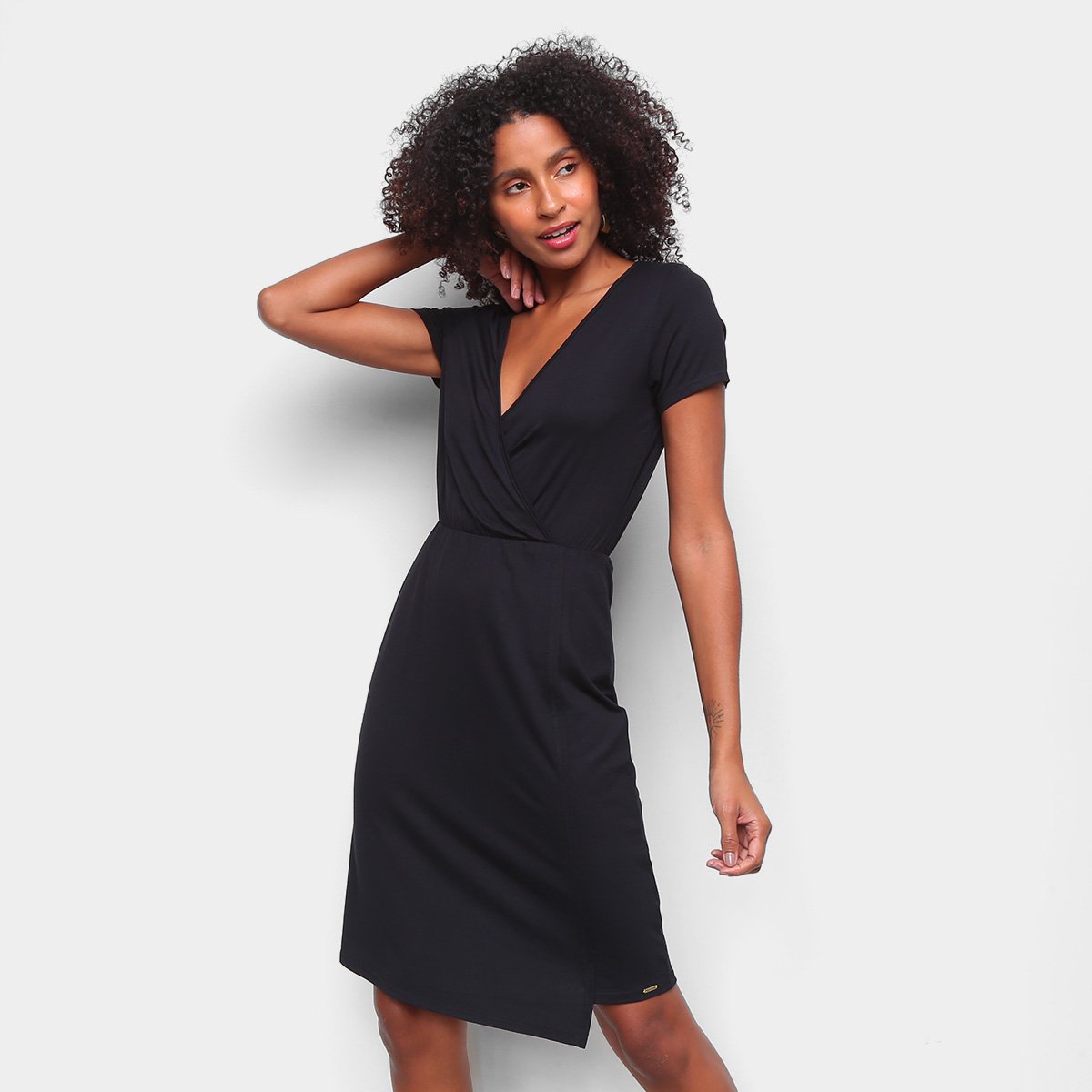 Vestido Marialicia Curto Transpassado - Preto Menor preço em Vestido Marialicia Curto Transpassado - Preto