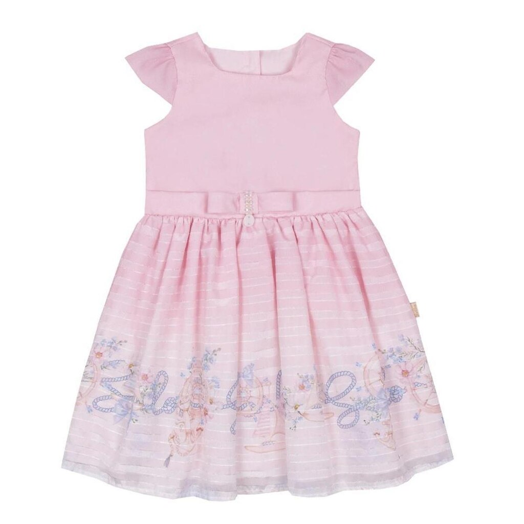 Vestido Menina Tecido Chiffon Estampado Paraiso Verão 15596