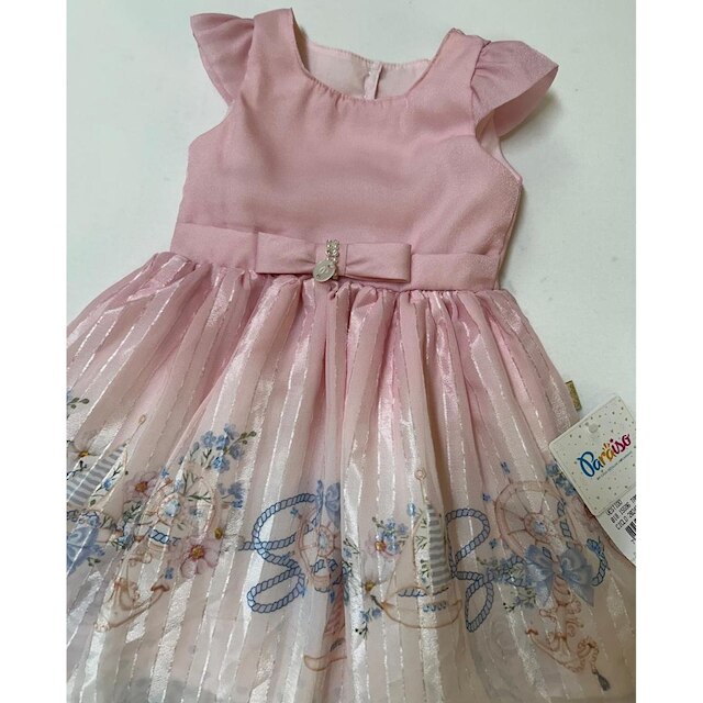 Vestido Menina Tecido Chiffon Estampado Paraiso Verão 15596
