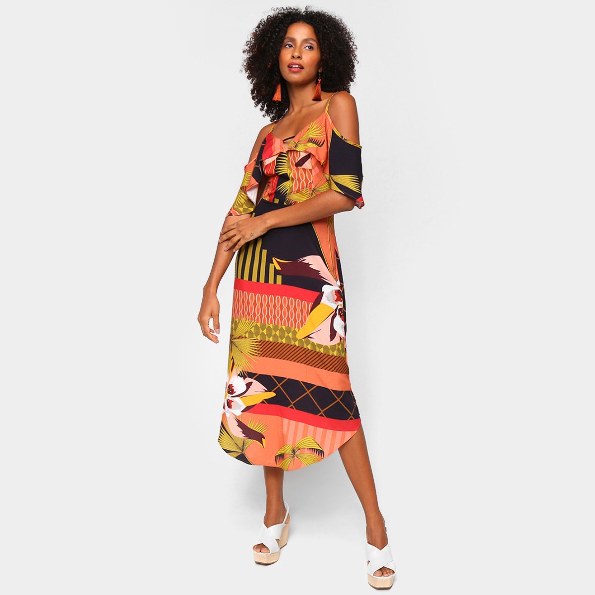 Vestido Mercatto Evasê Midi Chinfrado - Preto Menor preço em Vestido Mercatto Evasê Midi Chinfrado - Preto