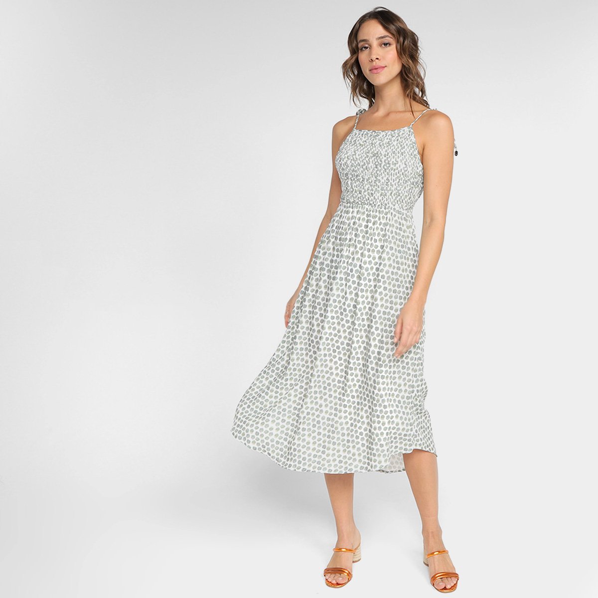 Vestido Midi Animale Jeans Hedge Feminino - Poa Menor preço em Vestido Midi Animale Jeans Hedge Feminino - Poa