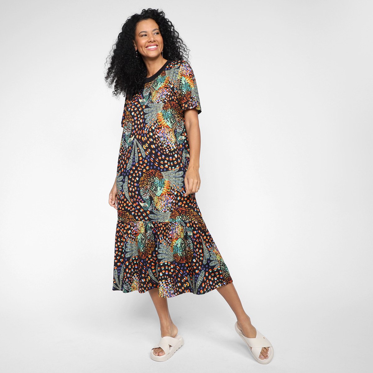 Vestido Midi Colcci Estampado Feminino - Estampado Menor preço em Vestido Midi Colcci Estampado Feminino - Estampado