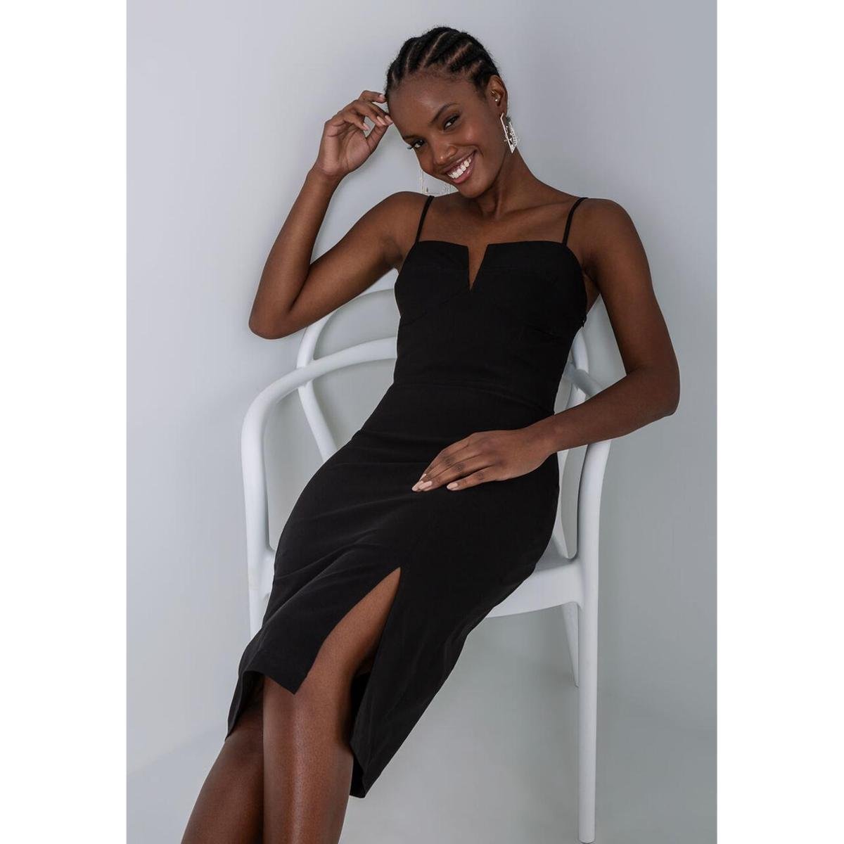 Vestido Midi Com Alças Com Fenda 3343l Lez A Lez | Zattini