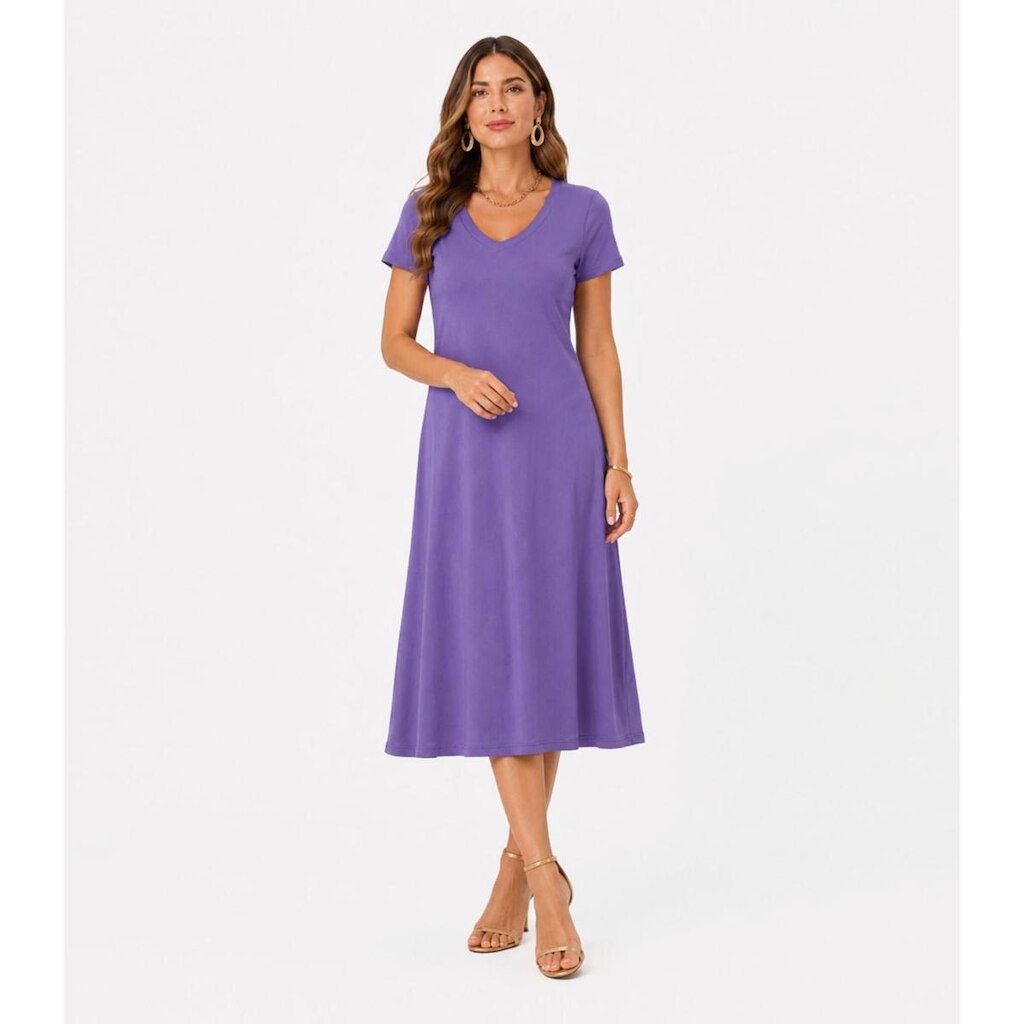 Vestido Midi Com Decote Em V Malha Visco Endless Roxo