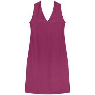 Vestido Midi Com Decote V Em Linho E Viscose