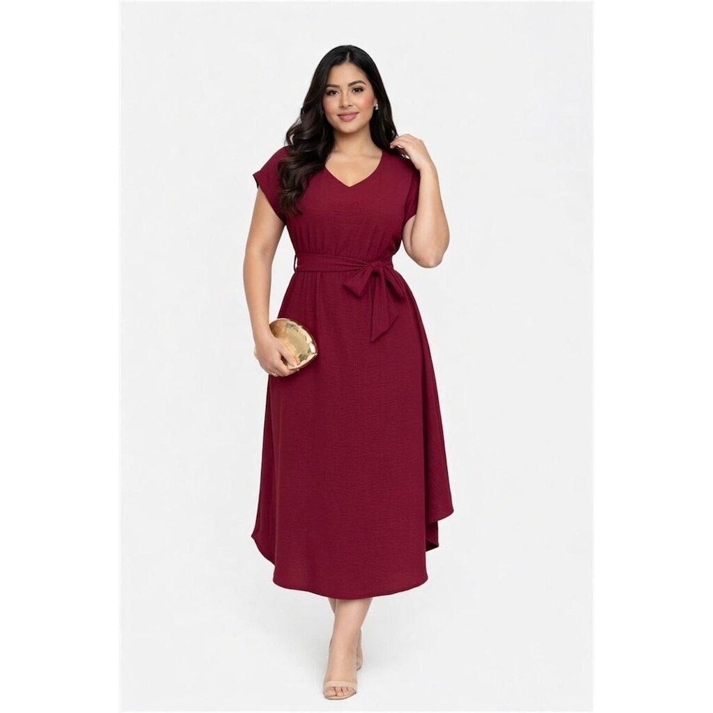 Vestido Midi D Bell Outlet Fashion Amarrção Marsala