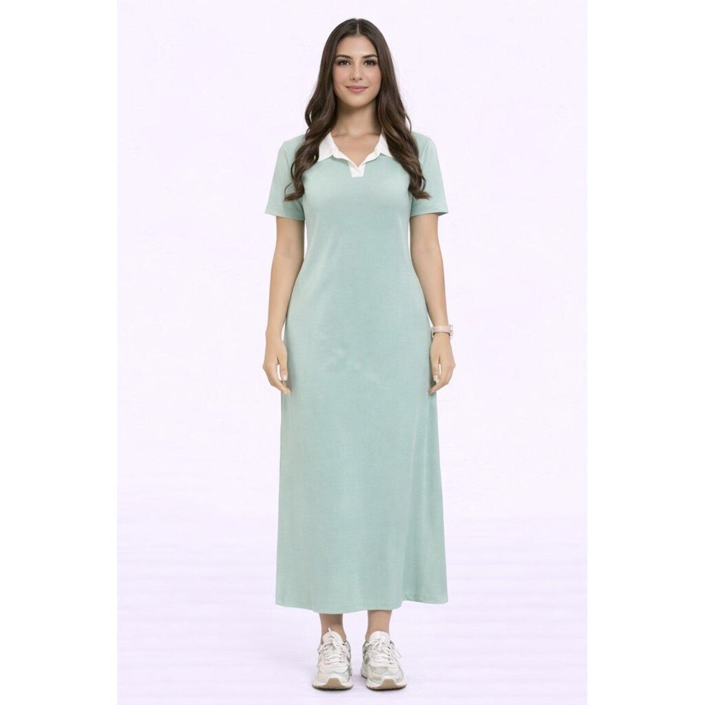 Vestido Midi D Bell Outlet Fashion Gola Polo Azul Claro