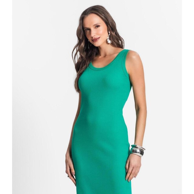 Vestido Midi De Ribana Feminino Endless Verde