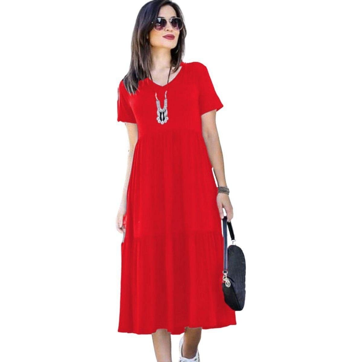 Vestido Midi Duas Marias Manga Curta Casual Moda Evangelica Menor preço em Vestido Midi Duas Marias Manga Curta Casual Moda Evangelica