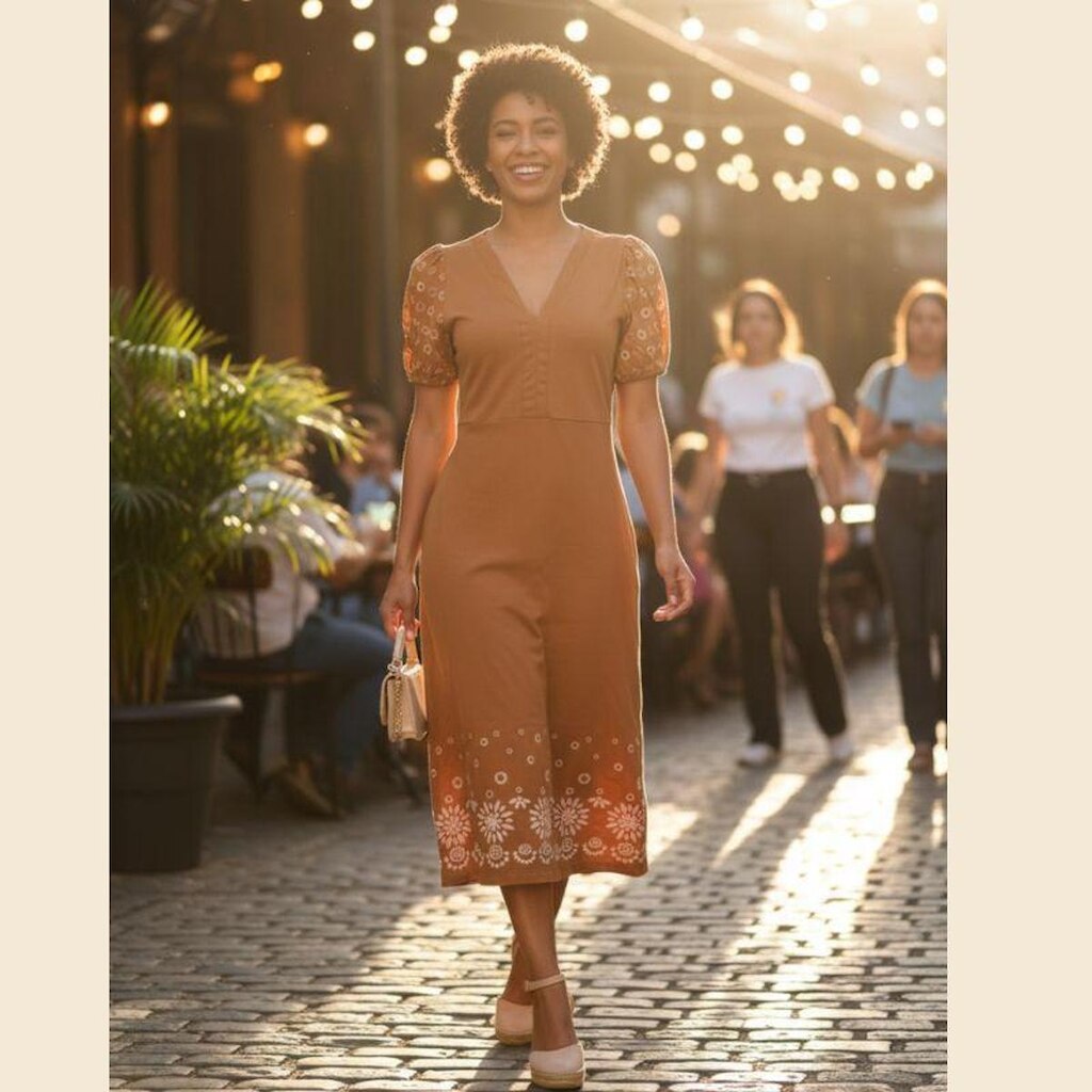 Vestido Midi em Meia Malha com Gola V Cereja Rosa