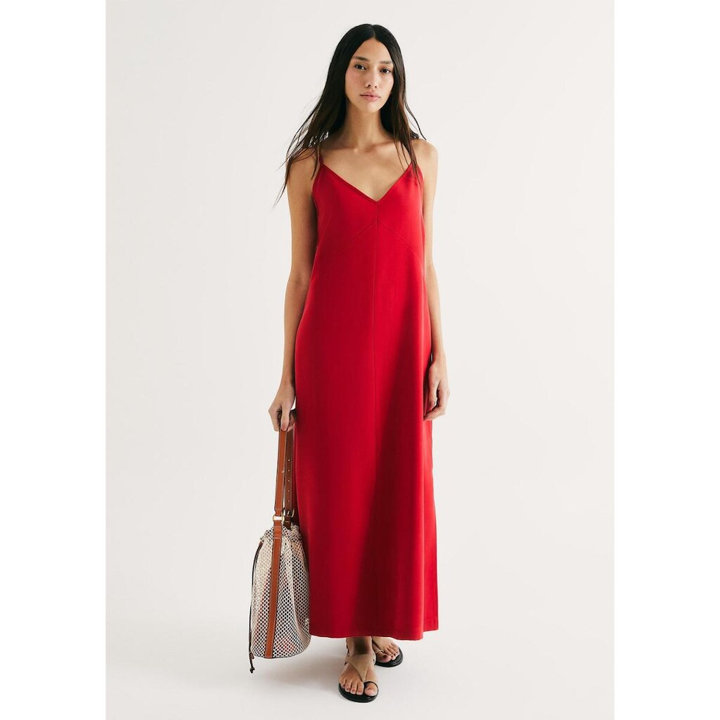 Vestido Midi Em Peach Touch Com Fenda