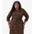 Vestido Midi Estampa Oncinha Plus Size Secret Glam Marrom - Marrom